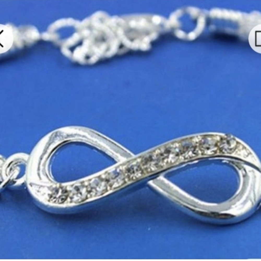 New Silver and Rhinestone Infinity Bracelet